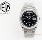 EW Factory Rolex Day-Date 36mm ETA2836 Replica Watch Black Presidential Strap